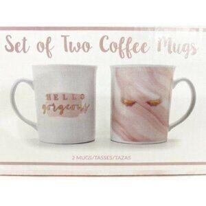 New Hello Gorgeous & Eyelash 2 Mug  Coffee Mug Set - Sally Holiday Edition NIB